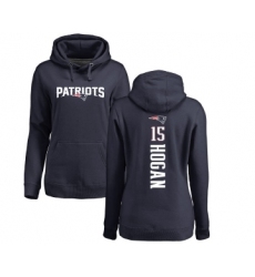 Football Women's New England Patriots #15 Chris Hogan Navy Blue Backer Pullover Hoodie