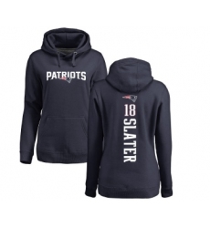 Football Women's New England Patriots #18 Matthew Slater Navy Blue Backer Pullover Hoodie