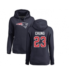 Football Women's New England Patriots #23 Patrick Chung Navy Blue Name & Number Logo Pullover Hoodie