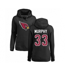Football Women's Arizona Cardinals #33 Byron Murphy Black Name & Number Logo Pullover Hoodie