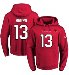 NFL Men Nike Arizona Cardinals #13 Jaron Brown Red Name & Number Pullover Hoodie