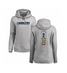 Football Women's Los Angeles Chargers #2 Easton Stick Ash Backer Pullover Hoodie