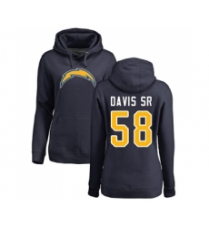 Football Women's Los Angeles Chargers #58 Thomas Davis Sr Navy Blue Name & Number Logo Pullover Hoodie