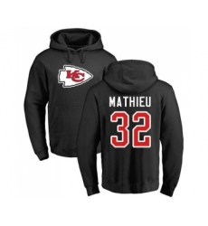 Football Kansas City Chiefs #32 Tyrann Mathieu Black Name & Number Logo Pullover Hoodie
