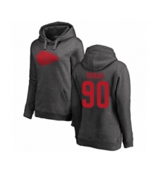 Football Women's Kansas City Chiefs #90 Emmanuel Ogbah Ash One Color Pullover Hoodie