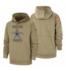 Men's Dallas Cowboys 2019 Salute to Service Tan Sideline Therma Pullover Hoodie