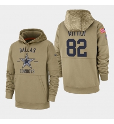 Men's Dallas Cowboys #82 Jason Witten 2019 Salute to Service Sideline Therma Pullover Hoodie - Tan