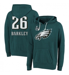 Men's Philadelphia Eagles #26 Saquon Barkley Midnight Green Super Bowl LIX Champions Name & Number Tri-Blend Pullover Hoodie