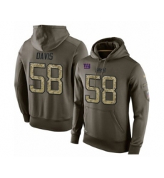 Football Men's New York Giants #58 Tae Davis Green Salute To Service Pullover Hoodie