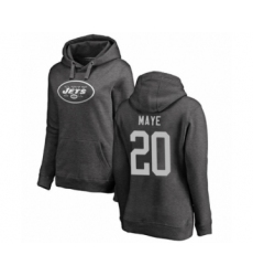 Football Women's New York Jets #20 Marcus Maye Ash One Color Pullover Hoodie