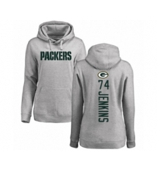 Football Women's Green Bay Packers #74 Elgton Jenkins Ash Backer Hoodie