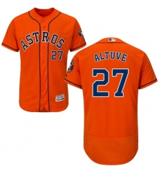 Men's Majestic Houston Astros #27 Jose Altuve Orange Alternate Flex Base Authentic Collection MLB Jersey