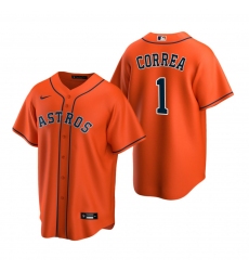 Men's Nike Houston Astros #1 Carlos Correa Orange Alternate Stitched Baseball Jersey