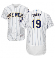 Men's Majestic Milwaukee Brewers #19 Robin Yount White Home Flex Base Authentic Collection MLB Jersey