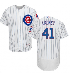 Men's Majestic Chicago Cubs #41 John Lackey White Home Flex Base Authentic Collection MLB Jersey