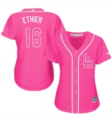 Women's Majestic Los Angeles Dodgers #16 Andre Ethier Replica Pink Fashion Cool Base MLB Jersey