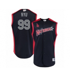 Men's Los Angeles Dodgers #99 Hyun-Jin Ryu Authentic Navy Blue National League 2019 Baseball All-Star Jersey