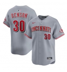 Men's Cincinnati Reds #30 Will Benson Gray Road Limited Stitched Baseball Jersey