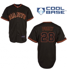 Youth Majestic San Francisco Giants #28 Buster Posey Replica Black Cool Base MLB Jersey