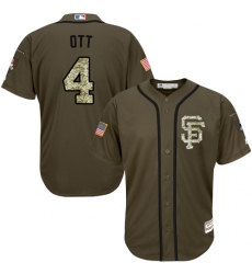 Men's Majestic San Francisco Giants #4 Mel Ott Replica Green Salute to Service MLB Jersey