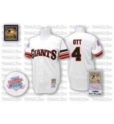 Men's Mitchell and Ness San Francisco Giants #4 Mel Ott Authentic White Throwback MLB Jersey