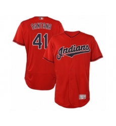 Men's Cleveland Indians #41 Carlos Santana Scarlet Alternate Flex Base Authentic Collection Baseball Jersey