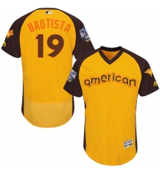 Men's Majestic Toronto Blue Jays #19 Jose Bautista Yellow 2016 All-Star American League BP Authentic Collection Flex Base MLB Jersey