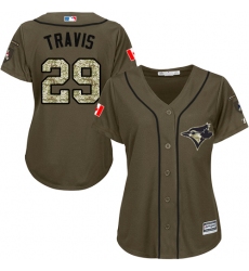 Women's Majestic Toronto Blue Jays #29 Devon Travis Replica Green Salute to Service MLB Jersey