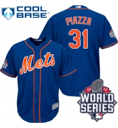 Men's Majestic New York Mets #31 Mike Piazza Replica Royal Blue Alternate Home Cool Base 2015 World Series MLB Jersey