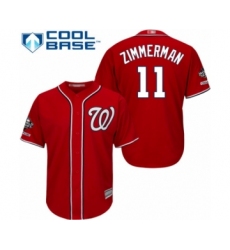 Youth Washington Nationals #11 Ryan Zimmerman Authentic Red Alternate 1 Cool Base 2019 World Series Champions Baseball Jersey