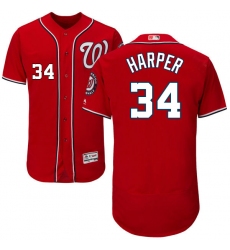 Men's Majestic Washington Nationals #34 Bryce Harper Red Alternate Flex Base Authentic Collection MLB Jersey