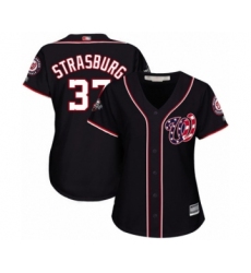 Women's Washington Nationals #37 Stephen Strasburg Authentic Navy Blue Alternate 2 Cool Base 2019 World Series Bound Baseball Jersey
