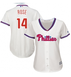 Women's Majestic Philadelphia Phillies #14 Pete Rose Replica Cream Alternate Cool Base MLB Jersey
