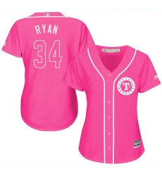 Women's Majestic Texas Rangers #34 Nolan Ryan Replica Pink Fashion Cool Base MLB Jersey Women's Majestic Texas Rangers #34 Nolan Ryan Replica Pink Fashion Cool Base MLB Jersey
