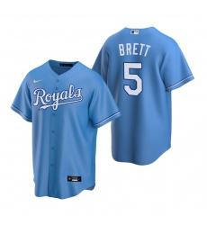 Men's Nike Kansas City Royals #5 George Brett Light Blue Alternate Stitched Baseball Jersey