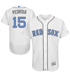 Men's Majestic Boston Red Sox #15 Dustin Pedroia Authentic White 2016 Father's Day Fashion Flex Base MLB Jersey