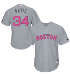 Men's Majestic Boston Red Sox #34 David Ortiz Replica Grey 2016 Mother's Day Cool Base MLB Jersey