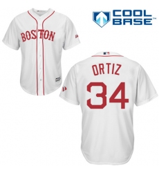 Men's Majestic Boston Red Sox #34 David Ortiz Replica White New Alternate Home Cool Base MLB Jersey