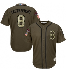 Men's Majestic Boston Red Sox #8 Carl Yastrzemski Authentic Green Salute to Service 2018 World Series Champions MLB Jersey