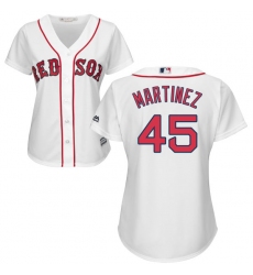 Women's Majestic Boston Red Sox #45 Pedro Martinez Replica White Home MLB Jersey