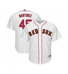 Youth Boston Red Sox #45 Pedro Martinez Authentic White 2019 Gold Program Cool Base Baseball Jersey