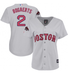 Women's Majestic Boston Red Sox #2 Xander Bogaerts Authentic Grey Road 2018 World Series Champions MLB Jersey