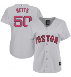 Women's Majestic Boston Red Sox #50 Mookie Betts Replica Grey Road MLB Jersey