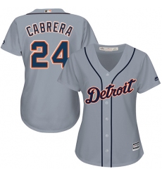 Women's Majestic Detroit Tigers #24 Miguel Cabrera Replica Grey Road Cool Base MLB Jersey