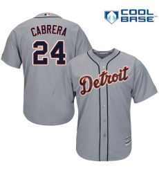 Youth Majestic Detroit Tigers #24 Miguel Cabrera Authentic Grey Road Cool Base MLB Jersey