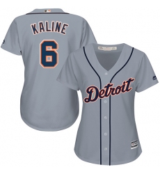Women's Majestic Detroit Tigers #6 Al Kaline Replica Grey Road Cool Base MLB Jersey