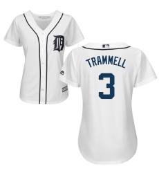 Women's Majestic Detroit Tigers #3 Alan Trammell Replica White Home Cool Base MLB Jersey