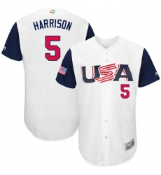 Men's USA Baseball Majestic #5 Josh Harrison White 2017 World Baseball Classic Authentic Team Jersey