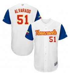 Men's Venezuela Baseball Majestic #51 Jose Alvarado White 2017 World Baseball Classic Authentic Team Jersey