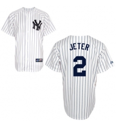 Men's Majestic New York Yankees #2 Derek Jeter Replica White Name On Back MLB Jersey